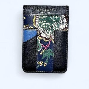 Tory Burch Black and Blue Floral Key Holder